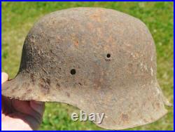 #07 WWII Germany German Original War Relic Combat Damaged Helmet M42 CRACKED