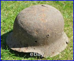 #07 WWII Germany German Original War Relic Combat Damaged Helmet M42 CRACKED