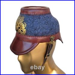 100% Genuine Leather German Police Shako WW2 Helmet in grey felt Costume Gift