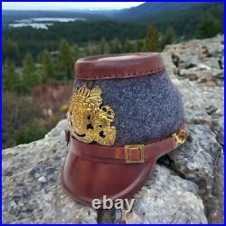 100% Genuine Leather German Police Shako WW2 Helmet in grey felt Costume Gift