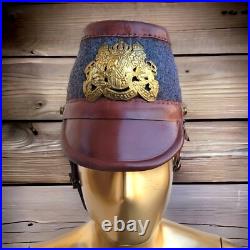100% Genuine Leather German Police Shako WW2 Helmet in grey felt Costume Gift