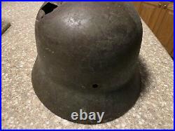 100% Original German World War 2 WW2 German Heer Army Helmet battle damaged