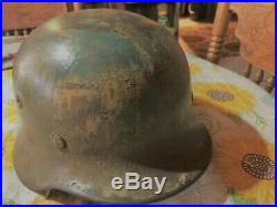100% Original German Ww2 M40 Q66 Camo Helmet Green Tan 30 Day Inspection