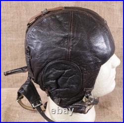 1044 WWII German LKpW 101 Leather Flight Helmet with throat mics size 58