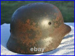 #14 WWII Germany German Original War Relic Combat Damaged Helmet M42 DECAL