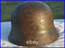 #14 WWII Germany German Original War Relic Combat Damaged Helmet M42 DECAL