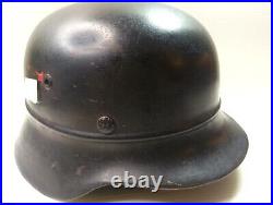 1939 WWII German Heer Double Decal M35 Beaded Helmet / AUTHENTIC