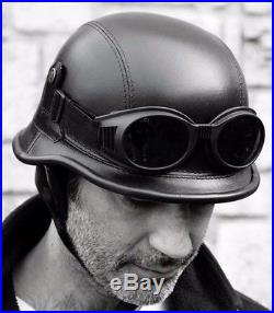 2nd WW 2WW WWII black German Vintage retro Replica helmet goggles eco leather