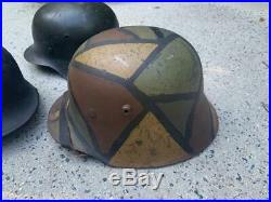 4 German Helmets. Ww1 And Ww2 German Helmets Lot With Liners