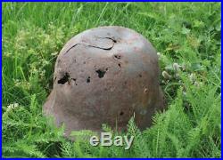 #72 WWII Germany German Original War Damaged Relic Combat Helmet FOREHEAD SHELL
