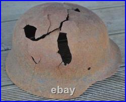 #75 WWII Germany German Original War Damaged Relic Combat Helmet SHELL SPLINTERS