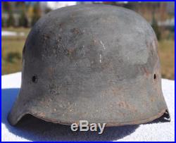 #82 WWII Germany German Original War Damaged Relic Combat Helmet M35 DECAL BLAST
