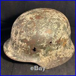Amazing NAMED WW2 German Army SD Elite Helmet Winter & Green Camouflage Helmet