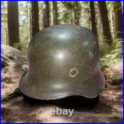 Authentic Brushed Dark Green Camo over Apple Camouflage German Helmet Authentic Brushed Dark Green Camo over Apple Camouflage German Helmet