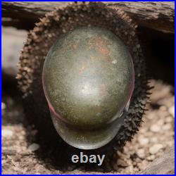 Authentic Brushed Dark Green Camo over Apple Camouflage German Helmet Authentic Brushed Dark Green Camo over Apple Camouflage German Helmet