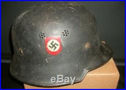 Authentic WWII DOUBLE DECAL GERMAN POLICE HELMET W LINER marked 58