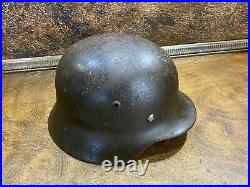Authentic WWII German Combat Helmet w Liner from WW2 US Veterans Estate