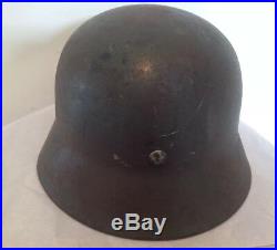 Authentic WWII German M35 Combat Helmet Double Decals Orig Liner Heer Eagle ET62