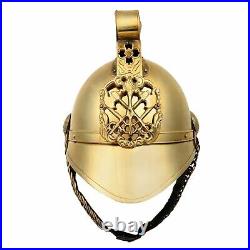 Brass Imperial Officer Spike German Prussian Fire Man Helmet engrave Axe Design