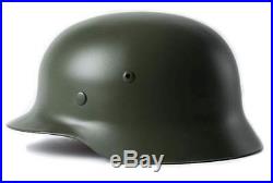 Collectable Steel WW2 WWII German M35 Helmet with leather chinstrap Army Green