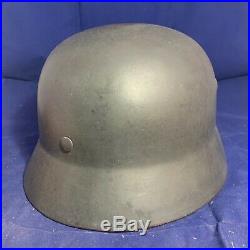 Complete Textbook WW2 Undecalled M35 German Combat Helmet Reissue Named NS66