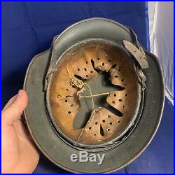 Complete Textbook WW2 Undecalled M35 German Combat Helmet Reissue Named NS66
