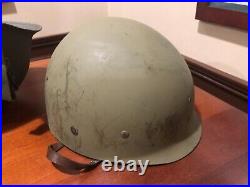 EARLY 1st MODEL WEST GERMAN STEEL HELMET 2-PIECE M1 CLONE