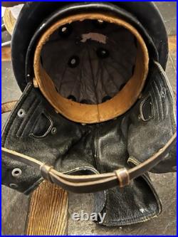 Early Pre WWII German Luftwaffe Glider Pilot's Leather Crash Helmet