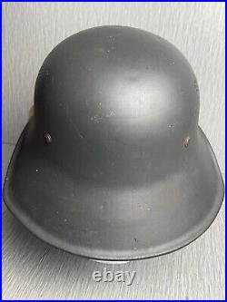 GERMAN WW2 RLB REICHSLUFTSCHUTZBUND HELMET With ERSATZ LINER & PLASTIC CHINSTRAP