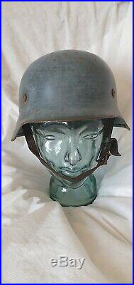 GERMAN WWII HELMET original shell not sure on liner may be civil defence