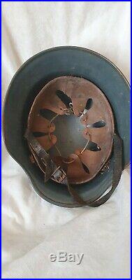 GERMAN WWII HELMET original shell not sure on liner may be civil defence