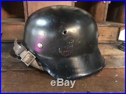 GERMAN WWII MILITARY HELMET with LINER & CHIN STRAP