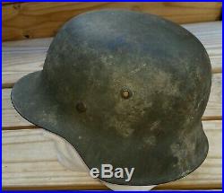 Genuine Large German Wwii M-42 Camo Combat Helmet Size 66 Liner 58 G. I Bringback