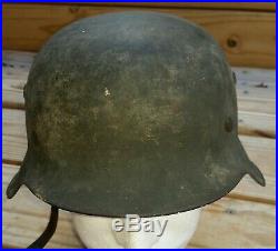 Genuine Large German Wwii M-42 Camo Combat Helmet Size 66 Liner 58 G. I Bringback