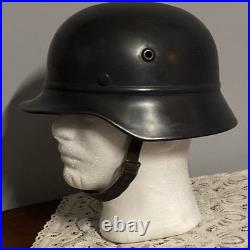 Genuine WW2 German M35 Beaded Helmet Quist Maker Marked Luftschutz Air Defence Genuine WW2 German M35 Beaded Helmet Quist Maker Marked Luftschutz Air Defence