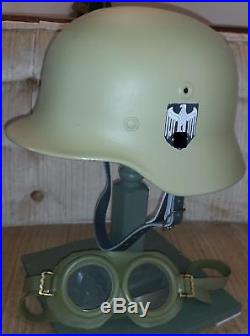 German Army (Heer) Helmet WWII DAK Afrika Korps withGoggles M40 (Finnish 40/55)