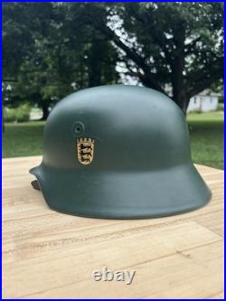 German Baden-Württemberg Police Helmet M35/50 Steel Helmet Size 79 Complete