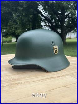 German Baden-Württemberg Police Helmet M35/50 Steel Helmet Size 79 Complete