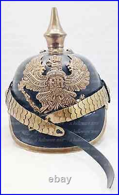 German Cap Prussian Leather Pickelhaube Helmet WW1 LARP Halloween Costume Gift