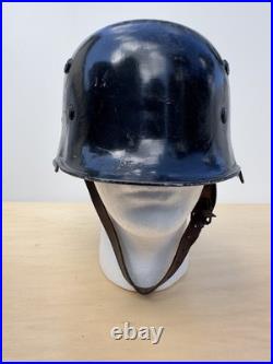 German Early M34 WW II Aluminum Police/ Firefighter Helmet Shell. Square dip