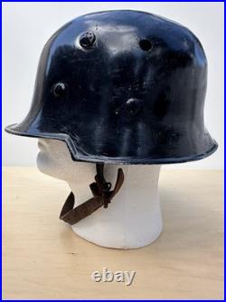 German Early M34 WW II Aluminum Police/ Firefighter Helmet Shell. Square dip