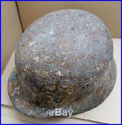German Helmet M35 NS62 #F115 Winter camo 100% Original WW2 Wehrmacht Dug relic
