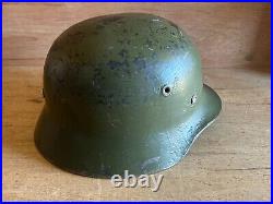 German Helmet M40/55 WW2 Type Steel Finnish withLiner + Chin Strap Vintage Size 58