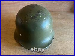 German Helmet M40/55 WW2 Type Steel Finnish withLiner + Chin Strap Vintage Size 58