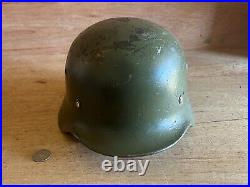German Helmet M40/55 WW2 Type Steel Finnish withLiner + Chin Strap Vintage Size 58
