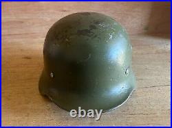 German Helmet M40/55 WW2 Type Steel Finnish withLiner + Chin Strap Vintage Size 58