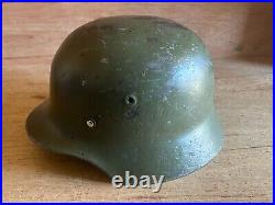 German Helmet M40/55 WW2 Type Steel Finnish withLiner + Chin Strap Vintage Size 58