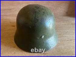 German Helmet M40/55 WW2 Type Steel Finnish withLiner + Chin Strap Vintage Size 58