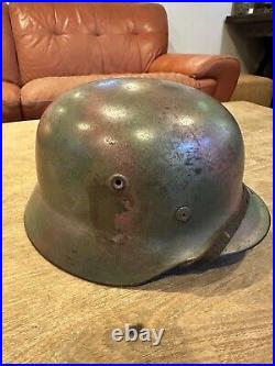 German Helmet M40 Q66 Mediterranean DAK Camo Complete Untouched Original