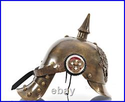 German Helmet Prussian Hemet Model With Removable Spike & Silver Fittings
